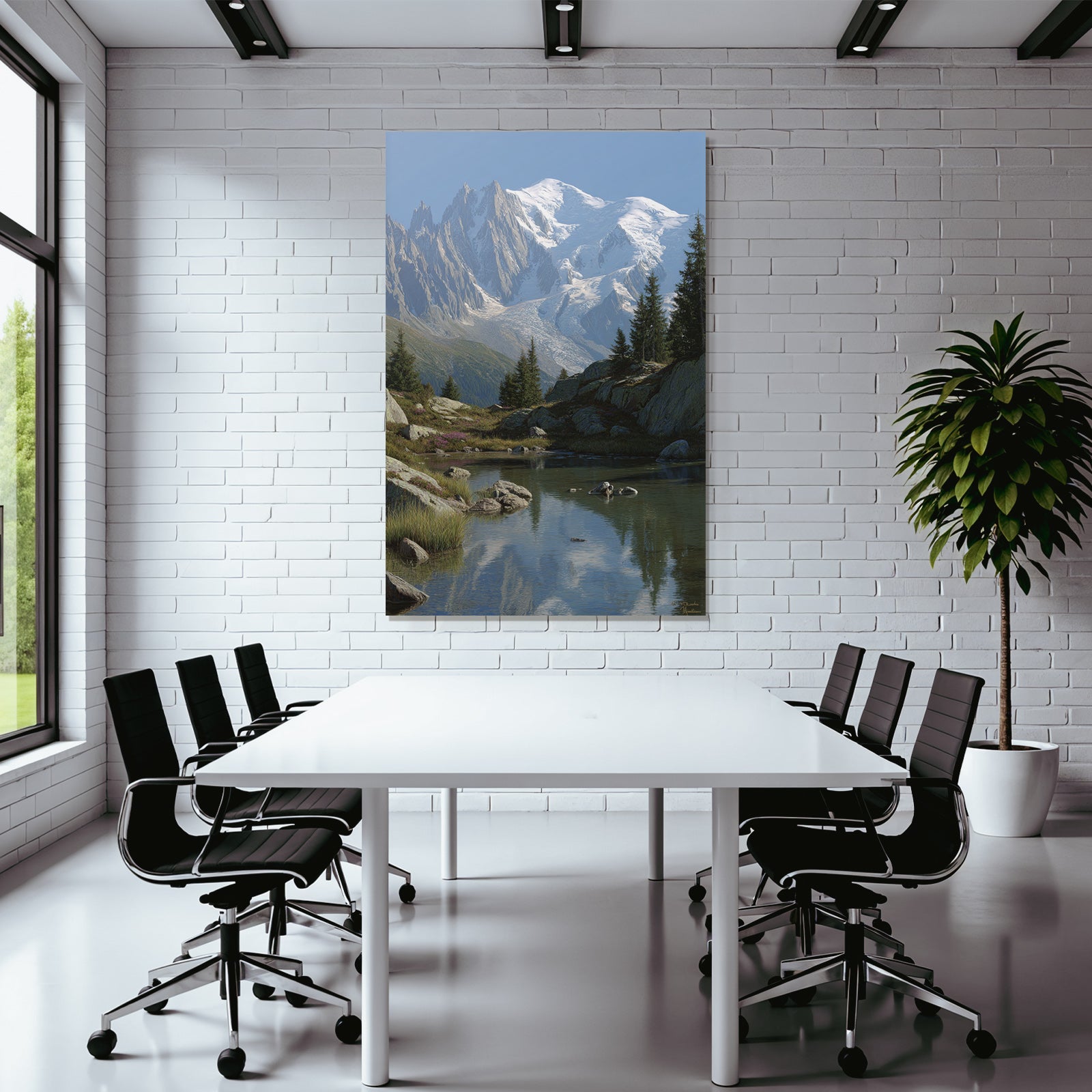 Berge Und Panoramen Majestatische Berge Schneebedeckt Klare Himmel Ruhiger See Anzicht