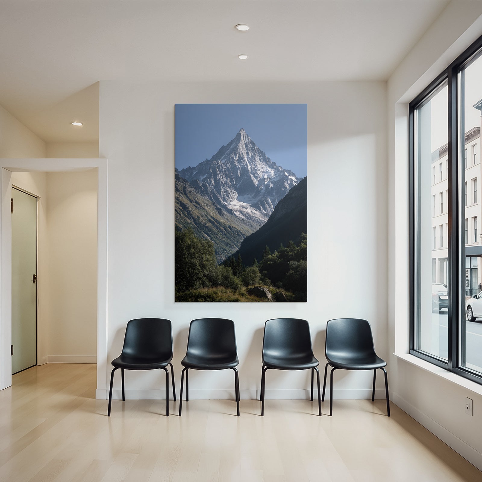 Berge Und Panoramen Majestic Berganlage Mit Schneebedecktem Gipfel Und Grünen Tälern