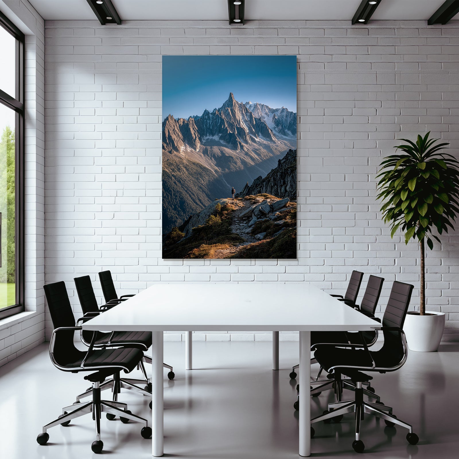 Berge Und Panoramen Person Am Berghang Überblick Auf Grossartige Berge