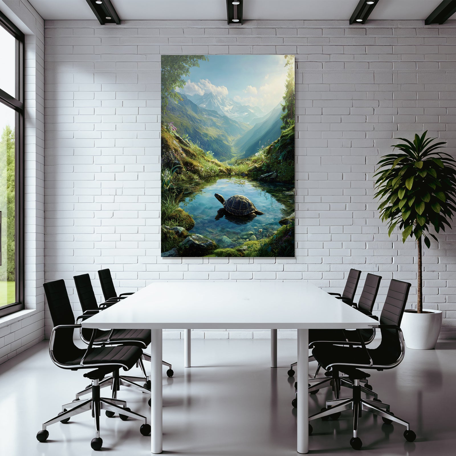 Berge Und Panoramen Ruhige Natur Landschaft Schildkröte Teich Grünanlagen Berge Himmel