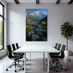 Berge Und Panoramen Scenic Berglandschaft Mit Wasser Und Schneebedeckten Gipfeln