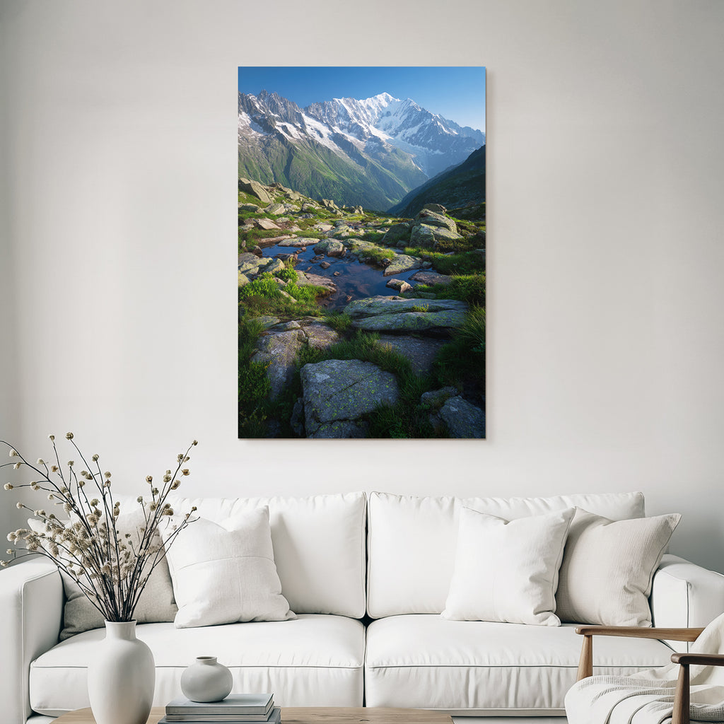 Berge Und Panoramen Scenic Berglandschaft Mit Wasser Und Schneebedeckten Gipfeln