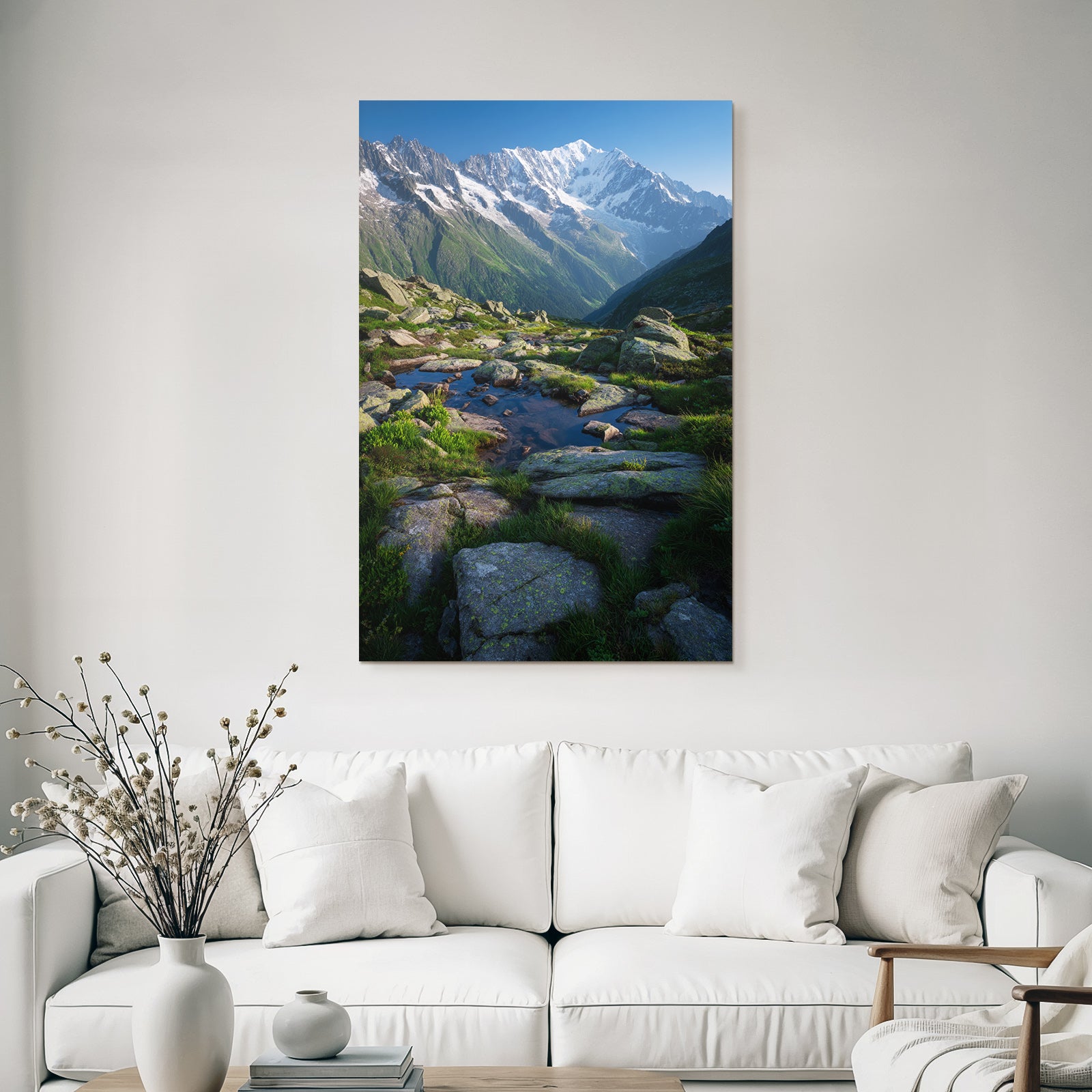 Berge Und Panoramen Scenic Berglandschaft Mit Wasser Und Schneebedeckten Gipfeln