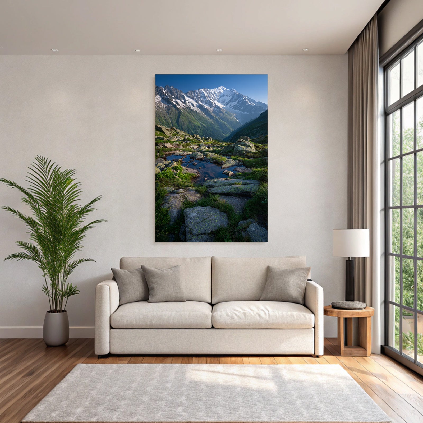 Berge Und Panoramen Scenic Berglandschaft Mit Wasser Und Schneebedeckten Gipfeln