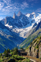 Berge Und Panoramen Schneebedeckte Gebirgslandschaft Mit Gletscher Und Grünen Flächen | Berge und Panoramen | Landschaften