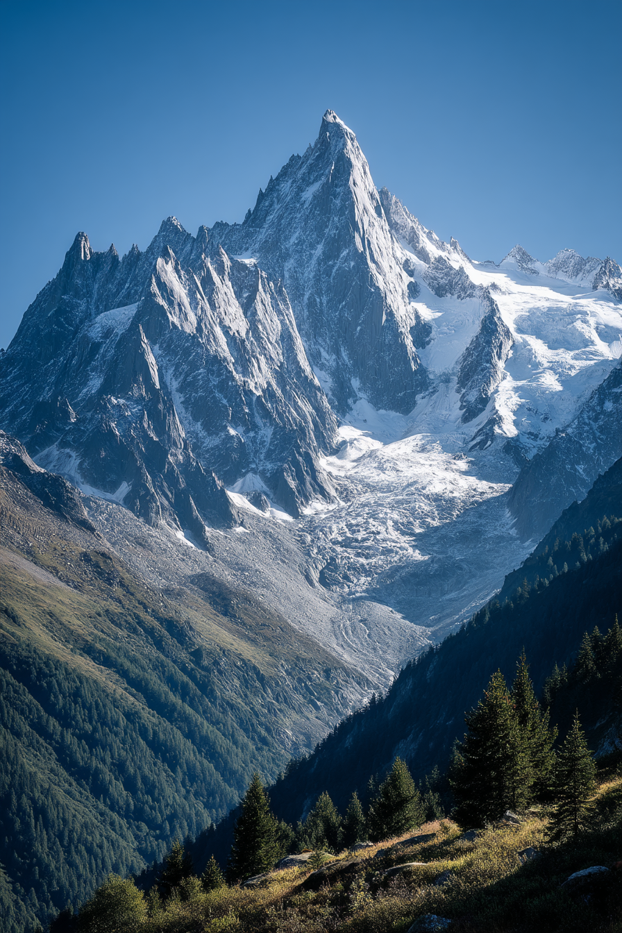Berge Und Panoramen Schneebedeckte Gipfel Berganlage Mit Grünen Waldgebieten | Berge und Panoramen | Landschaften
