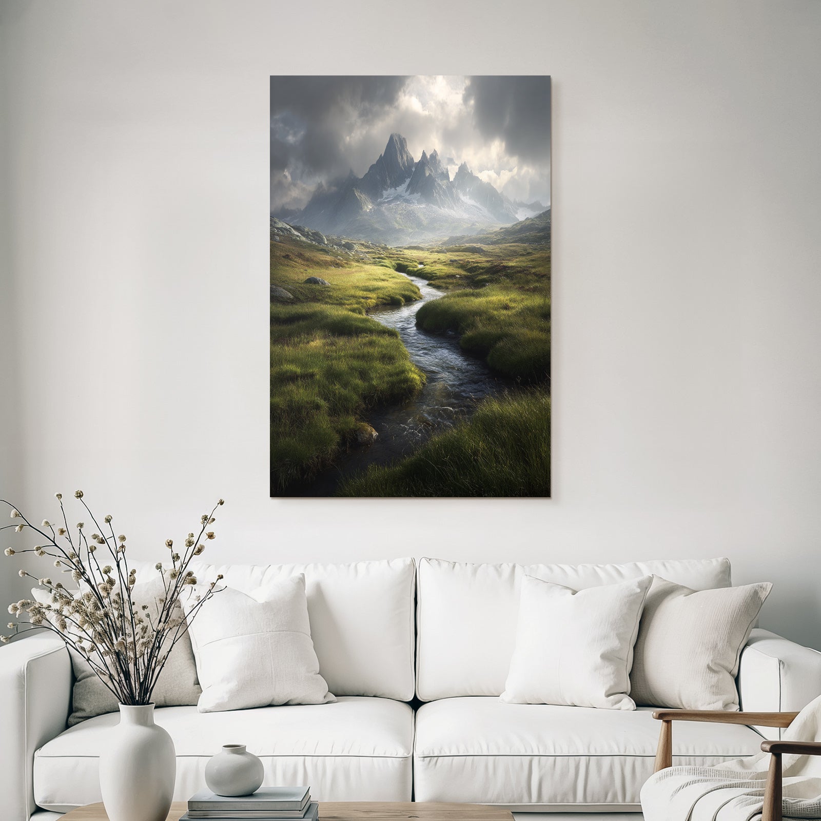 Berge Und Panoramen Schöne Natur Landschaft Mit Bergen Und Bach Im Meadow