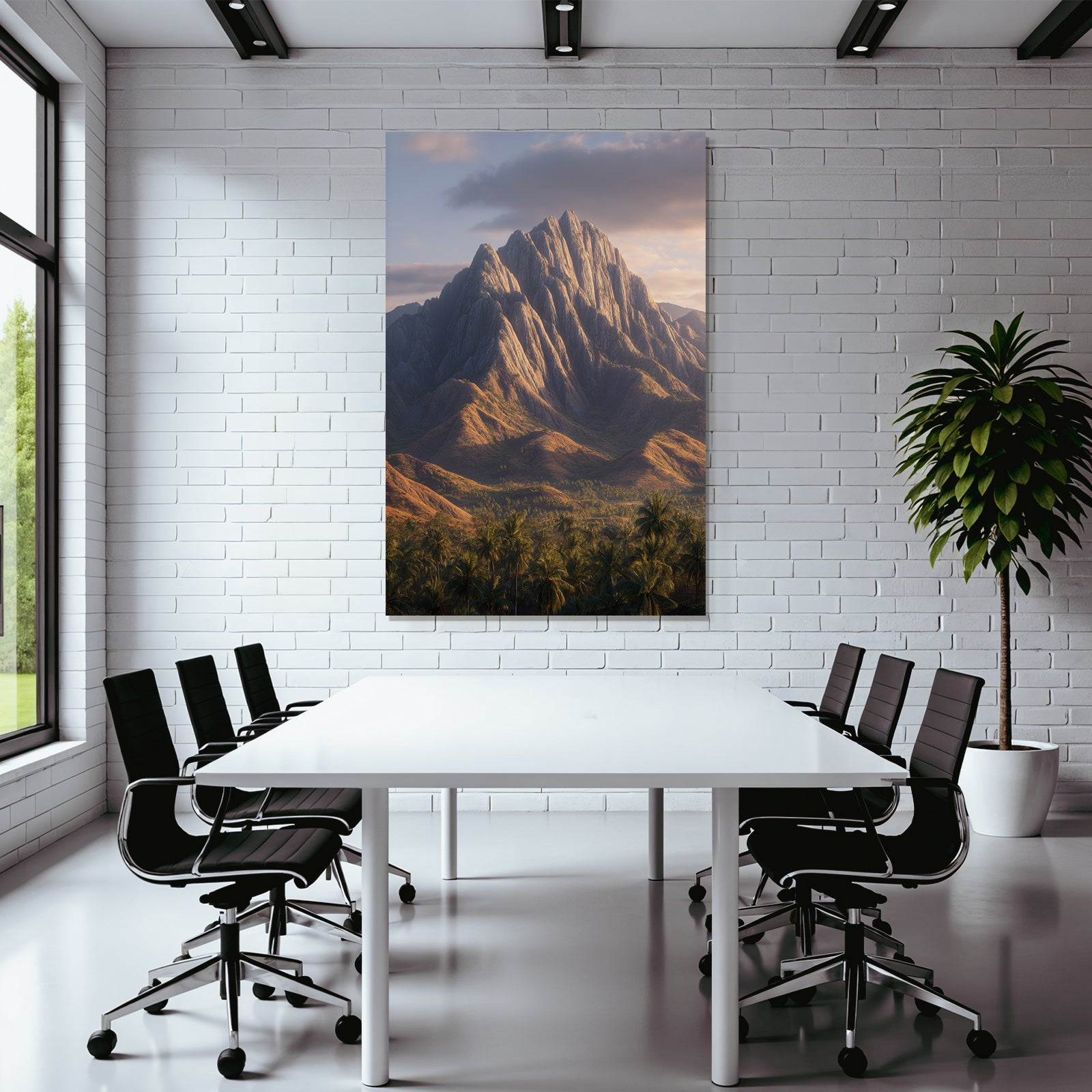 Berge Und Panoramen Stimmungsvolle Bergelandschaft Mit Palmen Und Warmem Licht