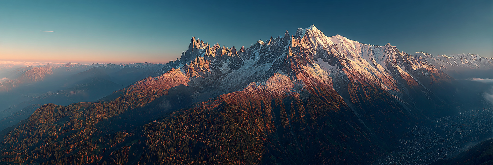 Berge Und Panoramen Dramatische Bergkette Mit Schneebedeckten Gipfeln Und Farbenfrohem Himmel | Berge und Panoramen | Landschaften