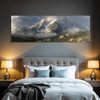 Berge Und Panoramen Dramatische Berglandschaft Mit Schnee Und Wolken