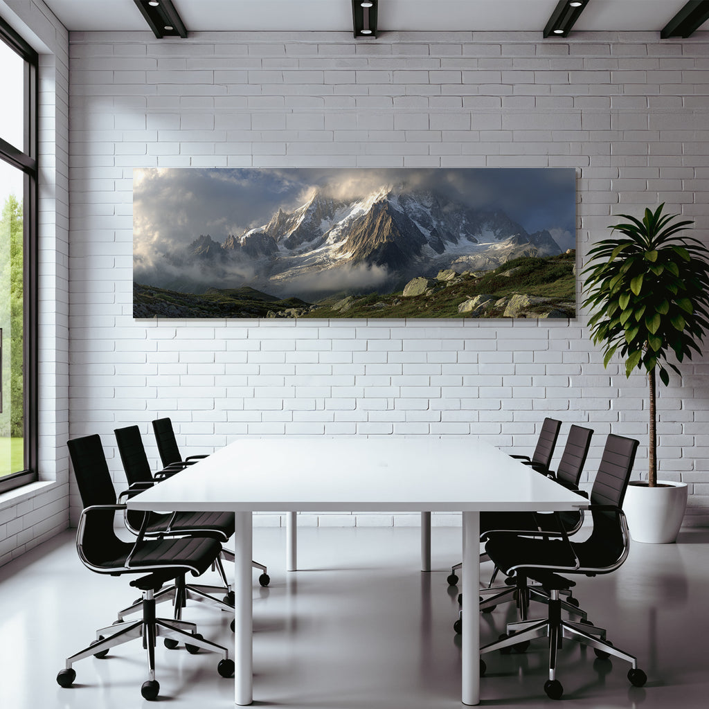Berge Und Panoramen Dramatische Berglandschaft Mit Schnee Und Wolken