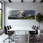Berge Und Panoramen Dramatische Berglandschaft Mit Schnee Und Wolken