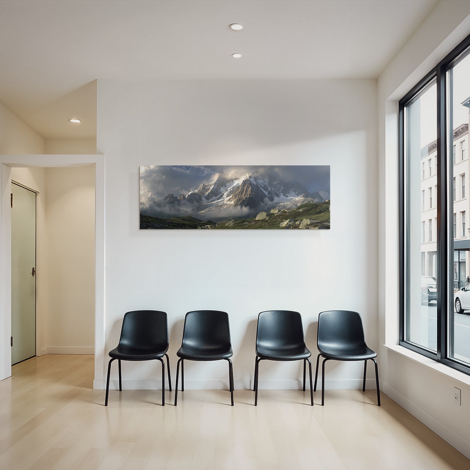 Berge Und Panoramen Dramatische Berglandschaft Mit Schnee Und Wolken
