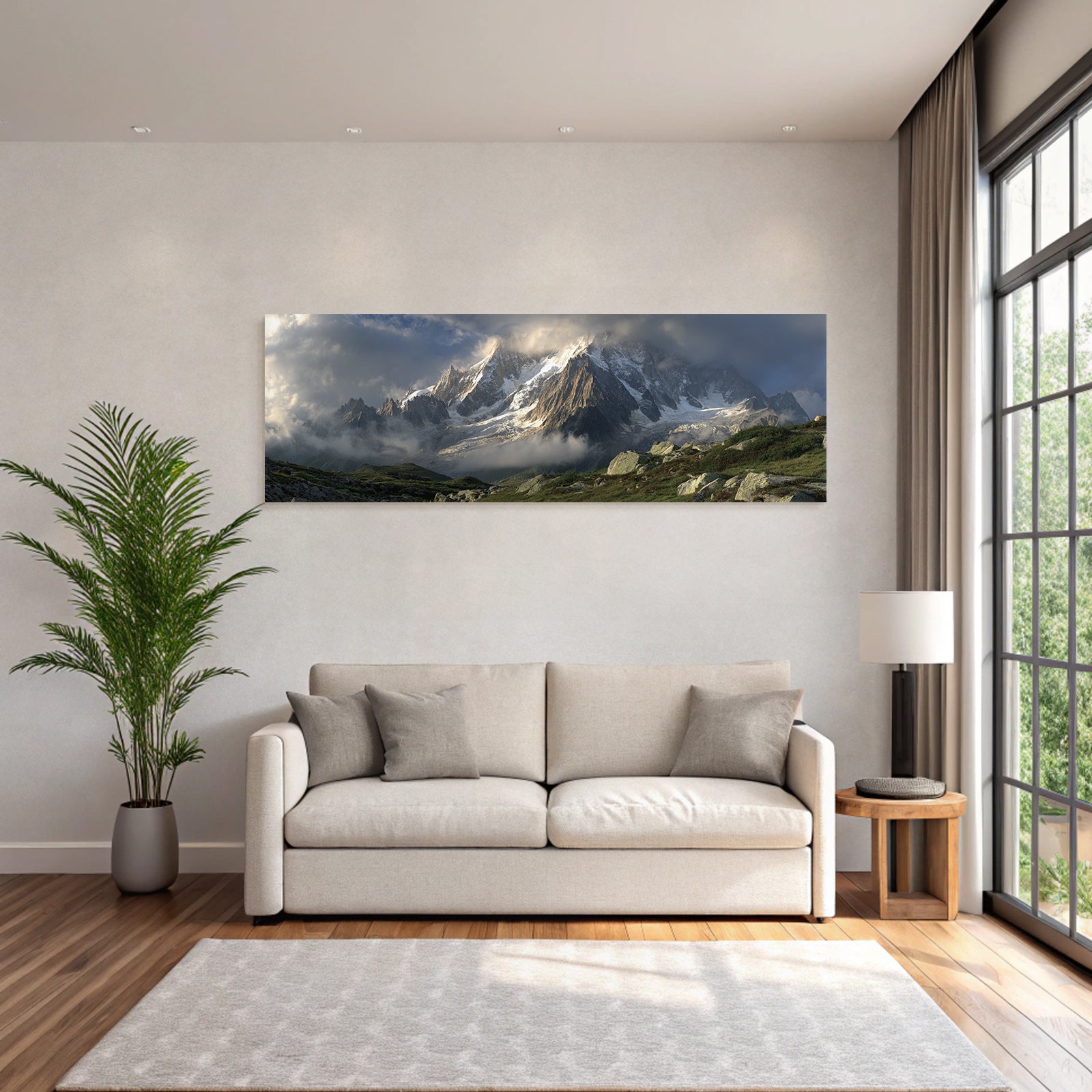 Berge Und Panoramen Dramatische Berglandschaft Mit Schnee Und Wolken