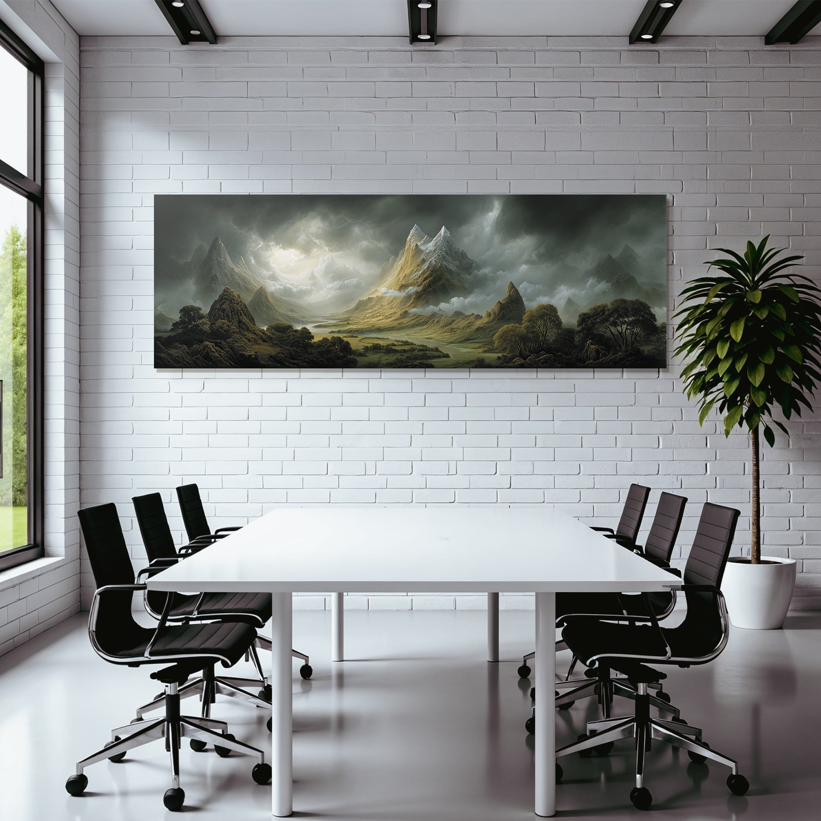 Berge Und Panoramen Dramatische Landlandschaft Berge Wolken Fluss Tal