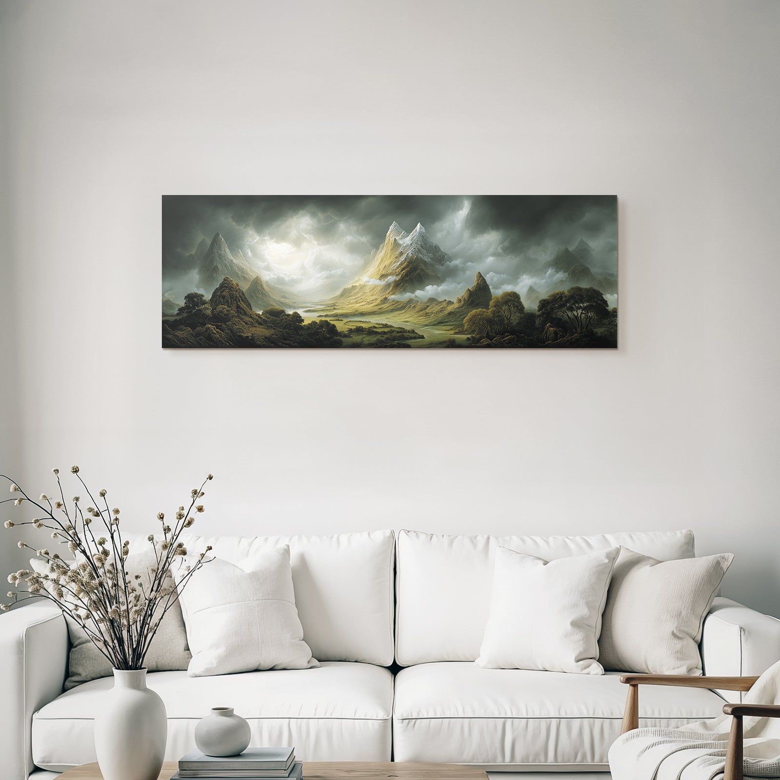 Berge Und Panoramen Dramatische Landlandschaft Berge Wolken Fluss Tal