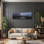 Berge Und Panoramen Dramatische Landschaft Mit Schneebedeckten Bergen Und Wasser Reflexionen