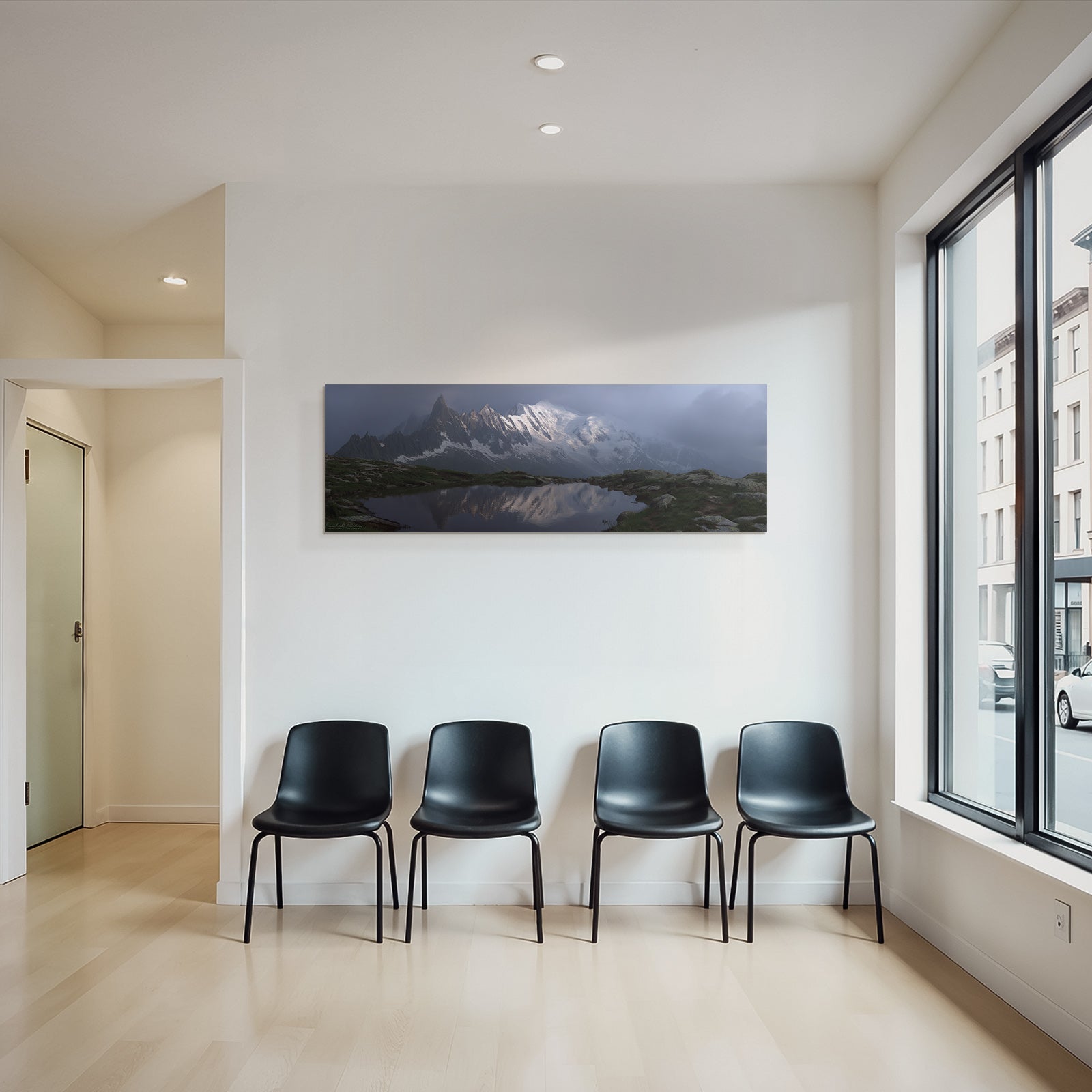 Berge Und Panoramen Dramatische Landschaft Mit Schneebedeckten Bergen Und Wasser Reflexionen