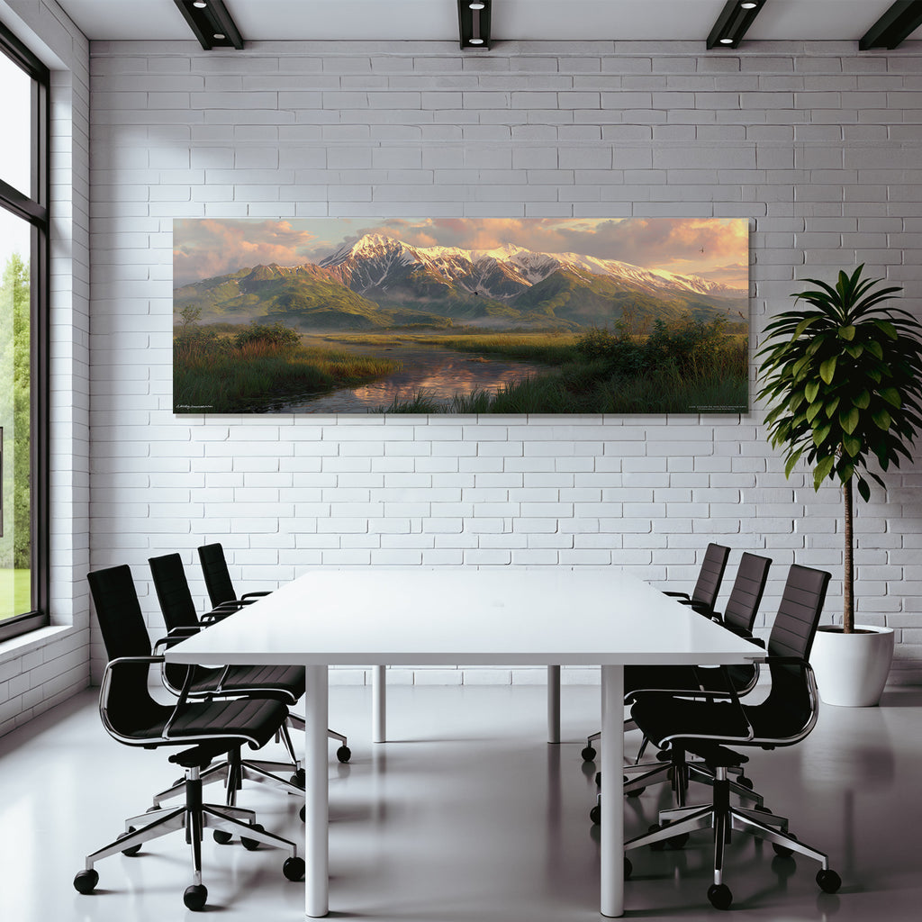 Berge Und Panoramen Majestatische Berglandschaft Mit Schneegebedeckten Spitzen Und Ruhuigem Wasser