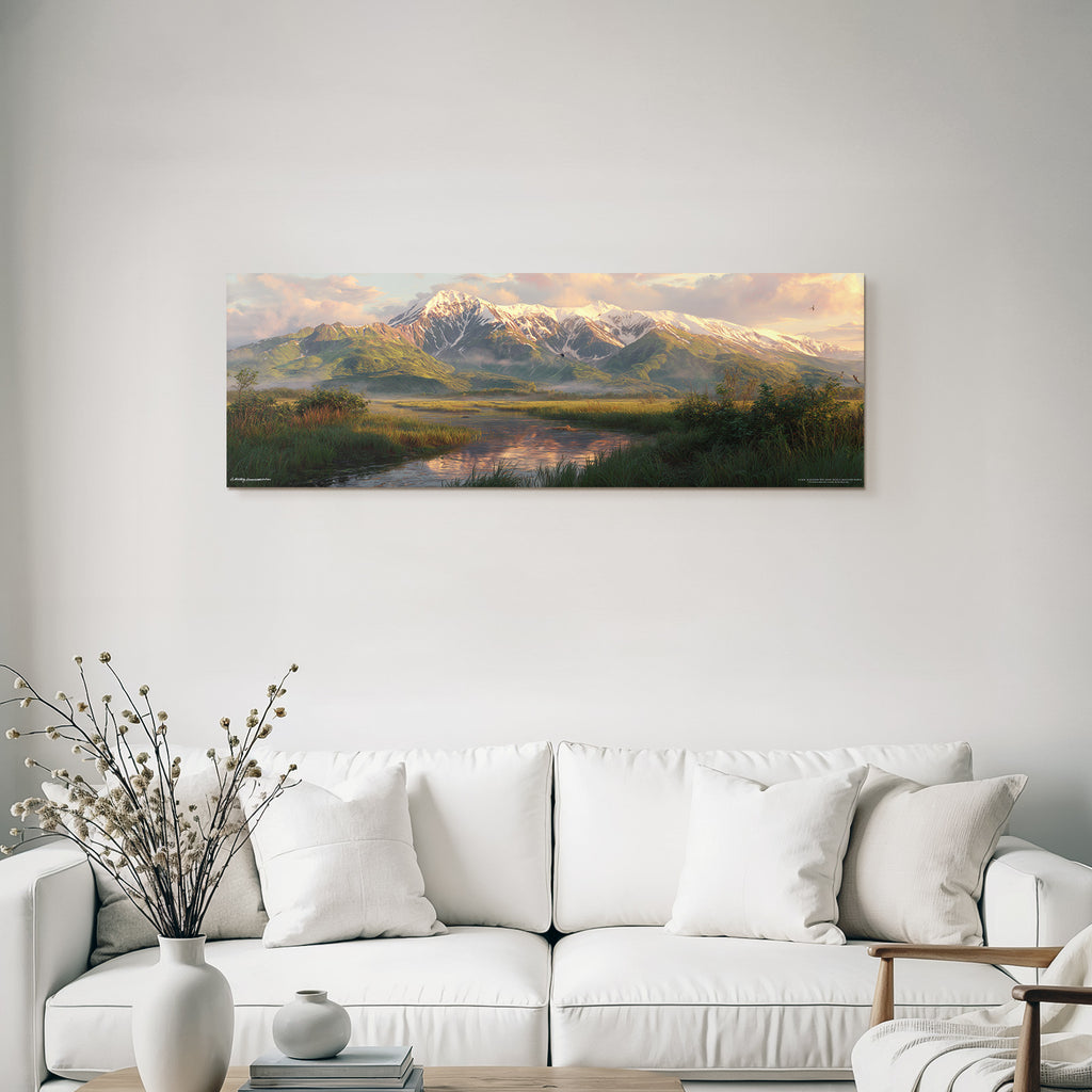 Berge Und Panoramen Majestatische Berglandschaft Mit Schneegebedeckten Spitzen Und Ruhuigem Wasser