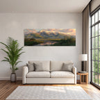 Berge Und Panoramen Majestatische Berglandschaft Mit Schneegebedeckten Spitzen Und Ruhuigem Wasser