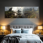 Berge Und Panoramen Scenic Landschaft Mit Felsen Und Boat Reflection Im Sonnenlicht