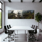 Berge Und Panoramen Scenic Landschaft Mit Felsen Und Boat Reflection Im Sonnenlicht
