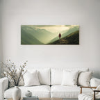 Berge Und Panoramen Scenic Mountainous Landscape With Adventurer In Red Jacket