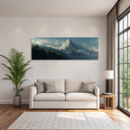 Berge Und Panoramen Schneebedeckte Berge Grünlandschaft Mit Wolken