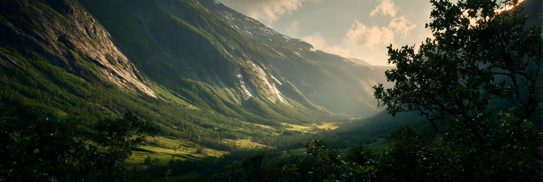 Berge Und Panoramen Tallandschaft Mit Bergen Und Grünem Hintergrund | Berge und Panoramen | Landschaften