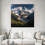 Berge Und Panoramen Atemberaubende Berglandschaft Mit Fluss Und Grünem Terrain