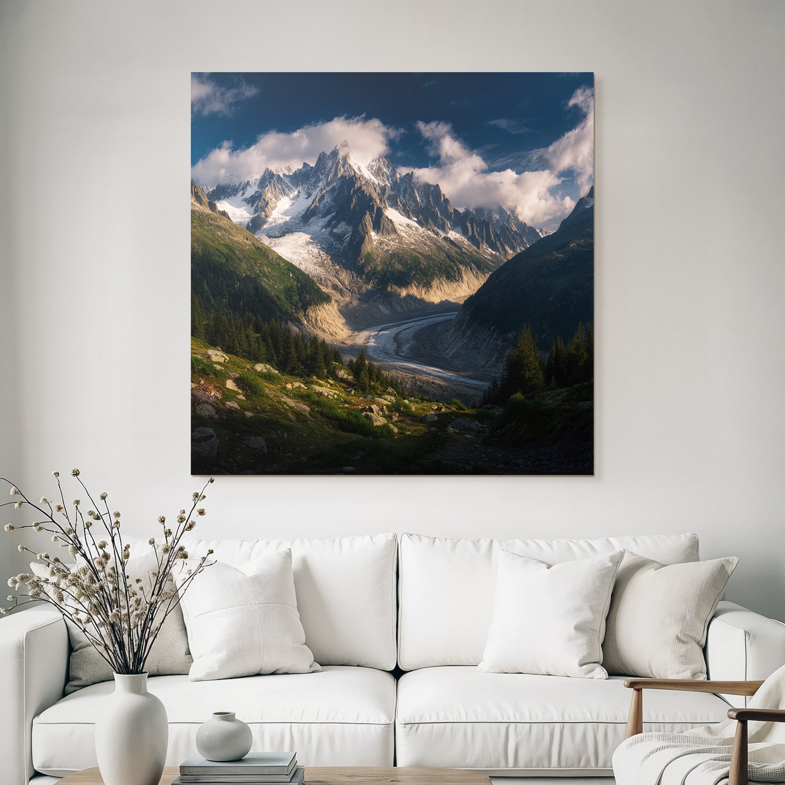 Berge Und Panoramen Atemberaubende Berglandschaft Mit Fluss Und Grünem Terrain
