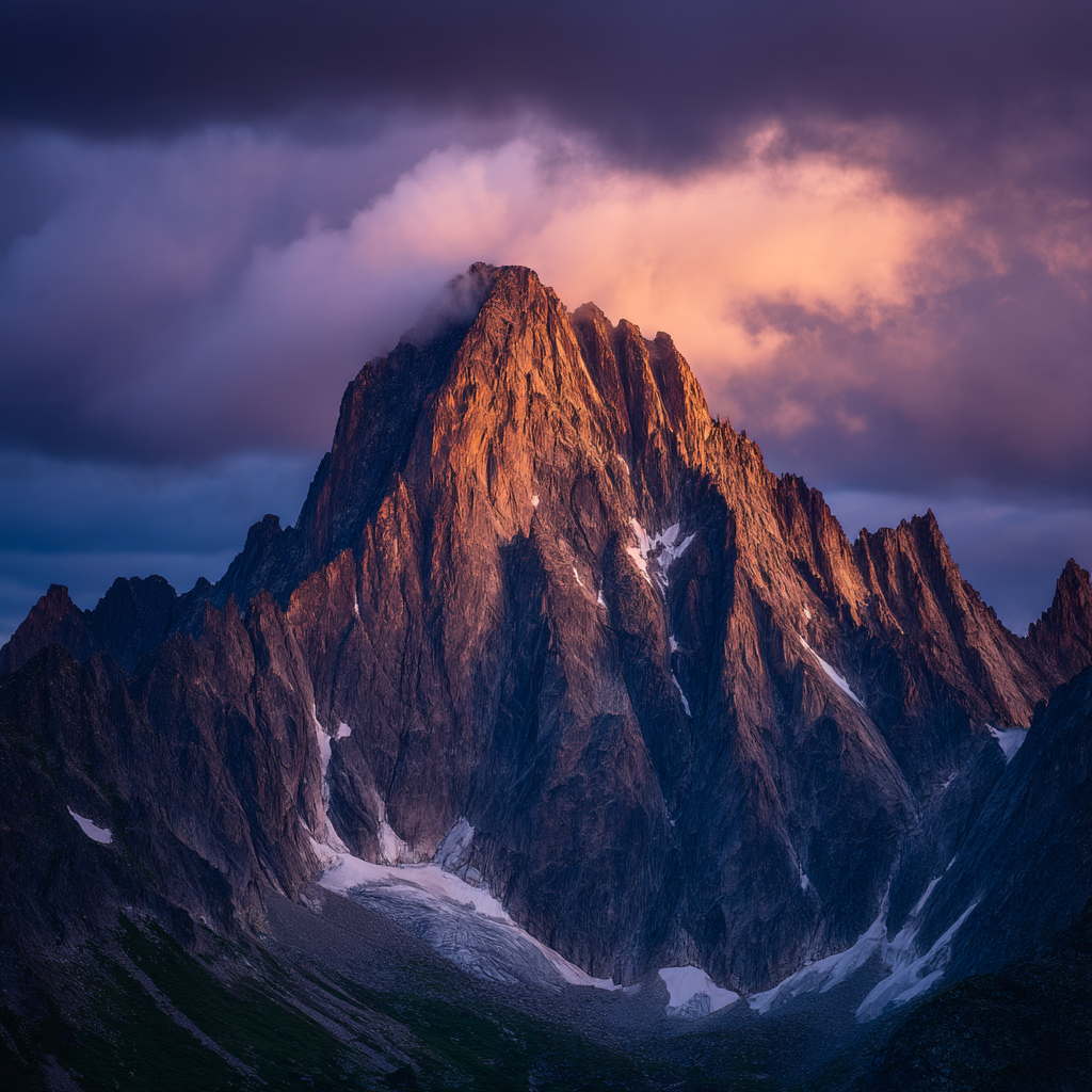 Berge Und Panoramen Aufregende Berglandschaft Mit Beleuchtetem Gipfel Im Dunklen Himmel | Berge und Panoramen | Landschaften