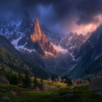 Berge Und Panoramen Bergbild Mit Baumgarten Und Nebel Bei Sonnenlicht | Berge und Panoramen | Landschaften