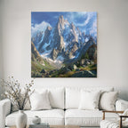 Berge Und Panoramen Bergbild Mit Schneebedeckten Spitzen Und Grünem Vordergrund