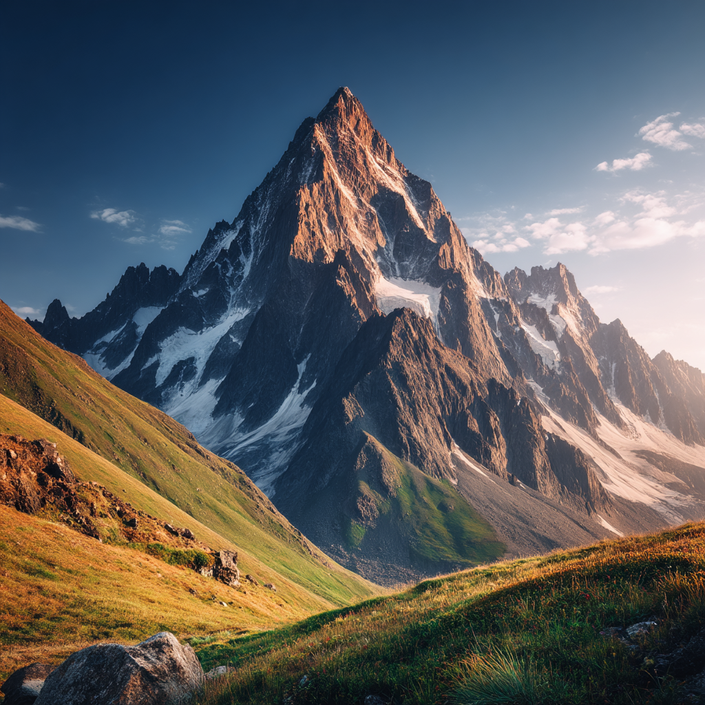 Berge Und Panoramen Bergbild Wunderschöne Landschaft Mit Hoher Spitze Und Dramatischem Himmel | Berge und Panoramen | Landschaften