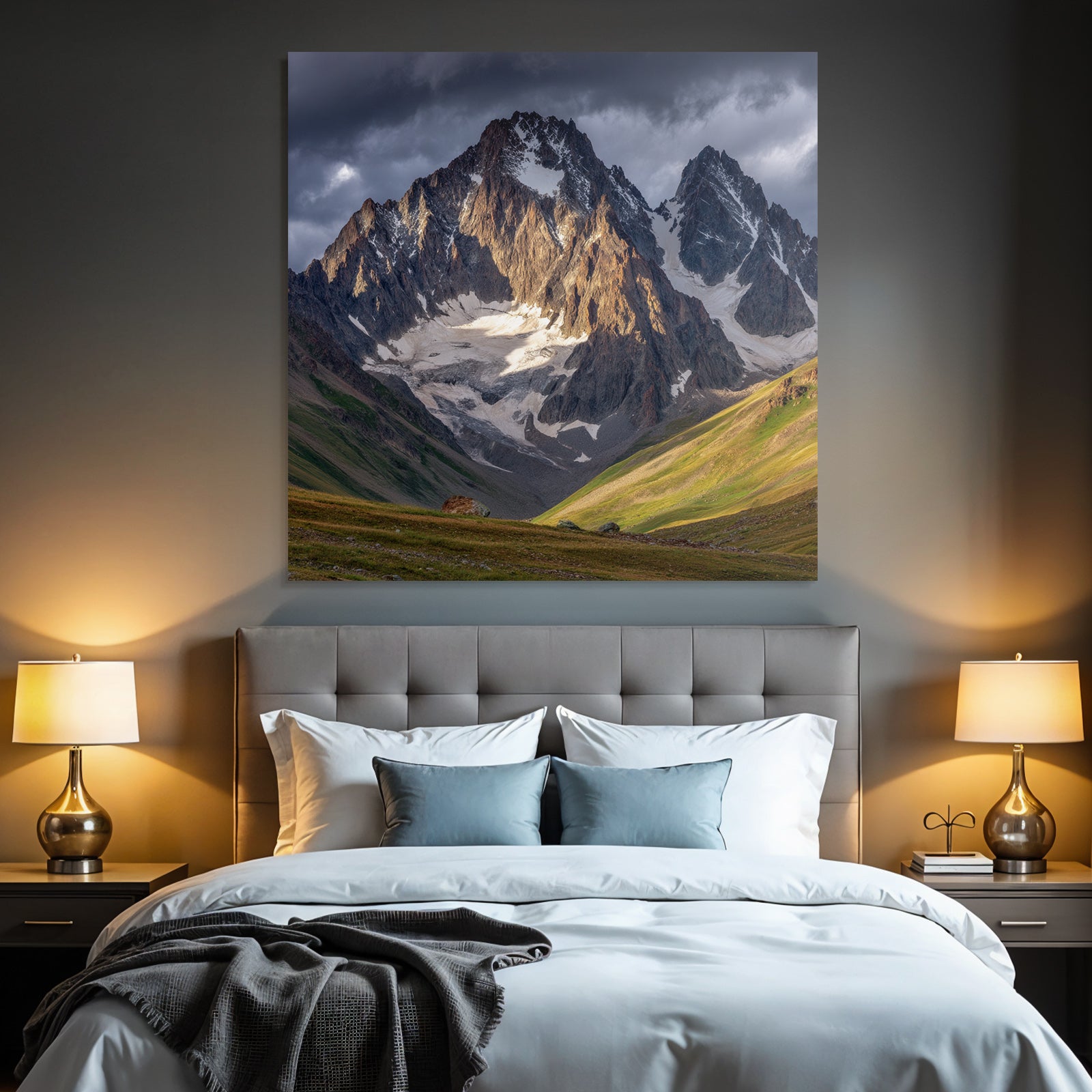 Berge Und Panoramen Dramatische Alpenlandschaft Mit Schneebedeckten Gipfeln