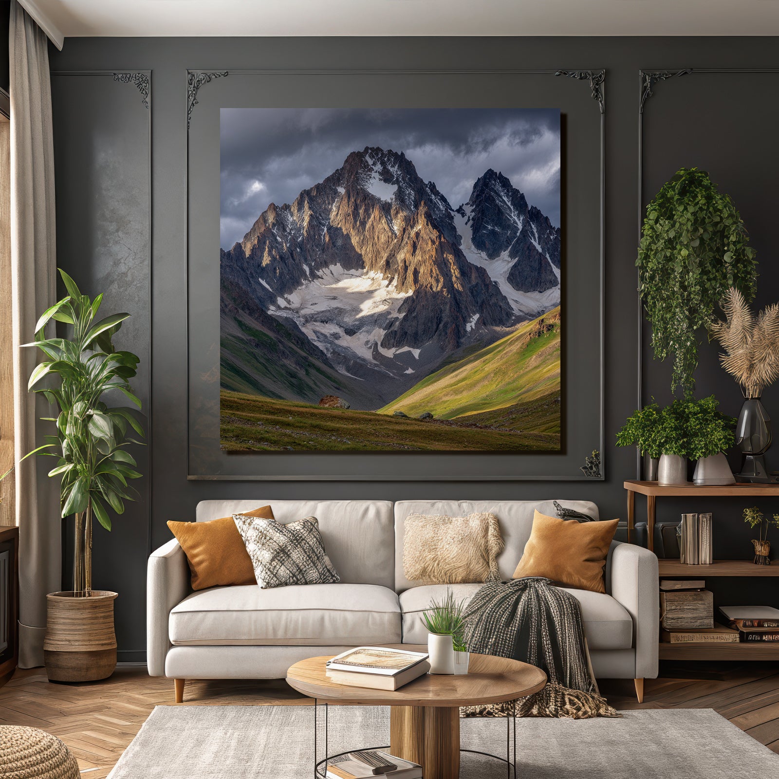 Berge Und Panoramen Dramatische Alpenlandschaft Mit Schneebedeckten Gipfeln