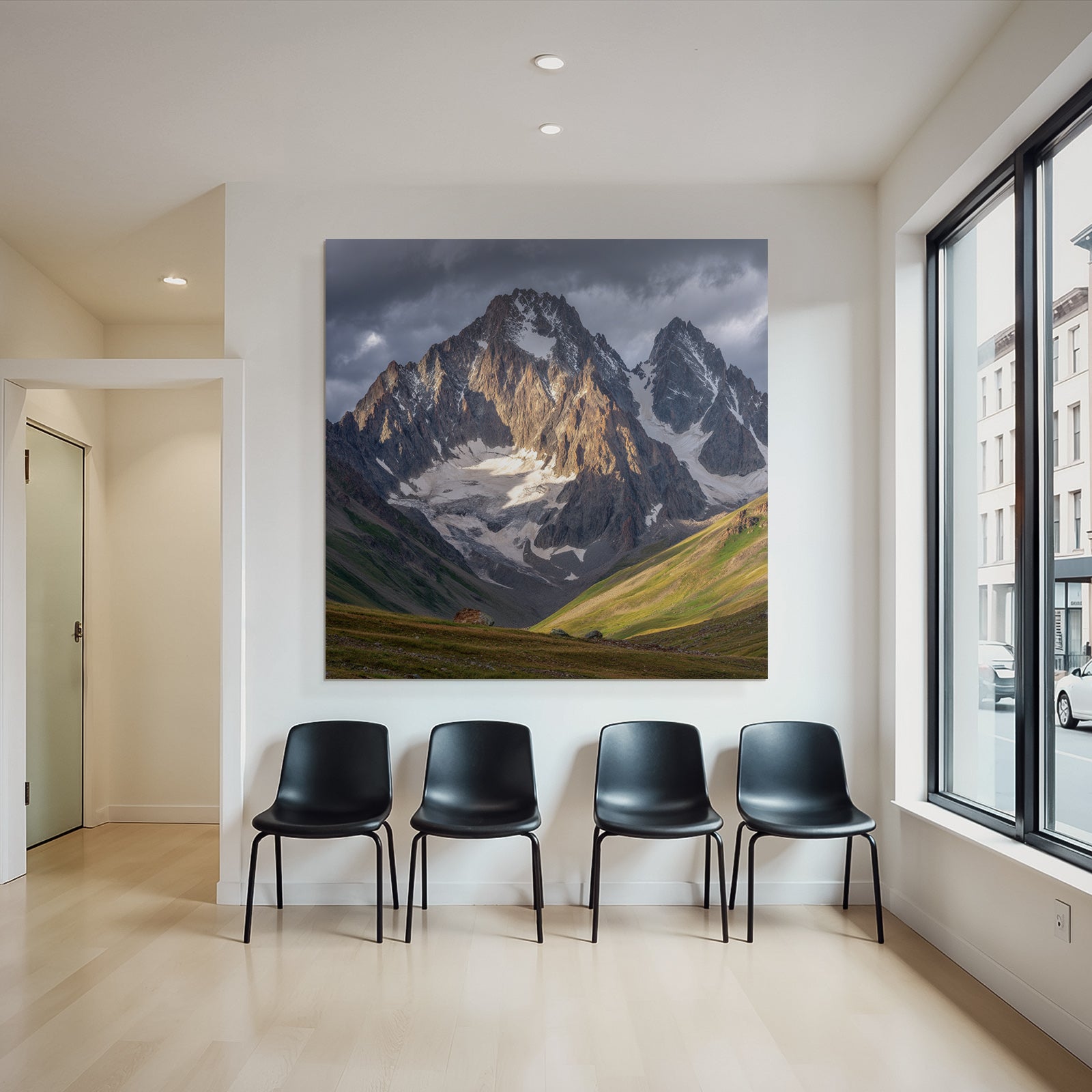 Berge Und Panoramen Dramatische Alpenlandschaft Mit Schneebedeckten Gipfeln
