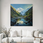 Berge Und Panoramen Malerische Landschaft Mit Bergkette Gletscher Und Fluss
