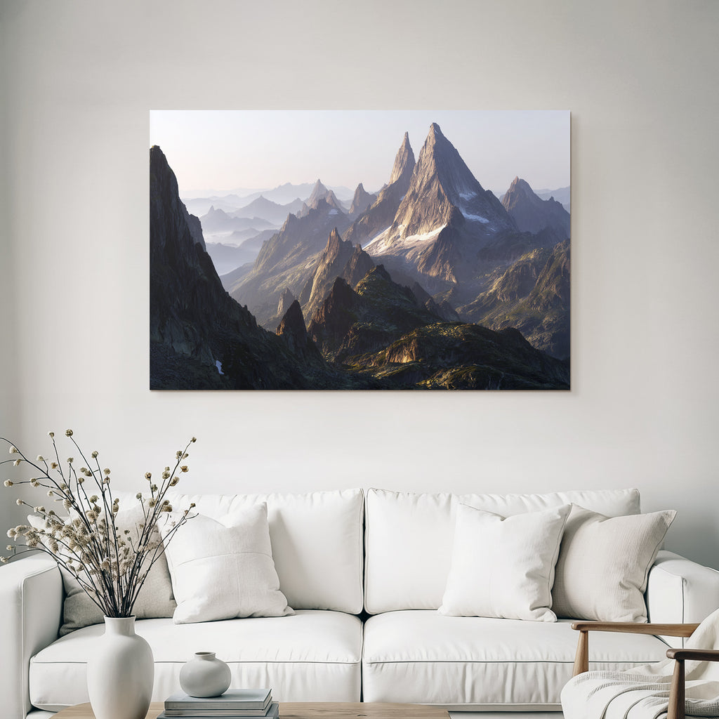 Berge Und Panoramen Atemberaubende Landlandschaft Mit Bergen Und Nebel