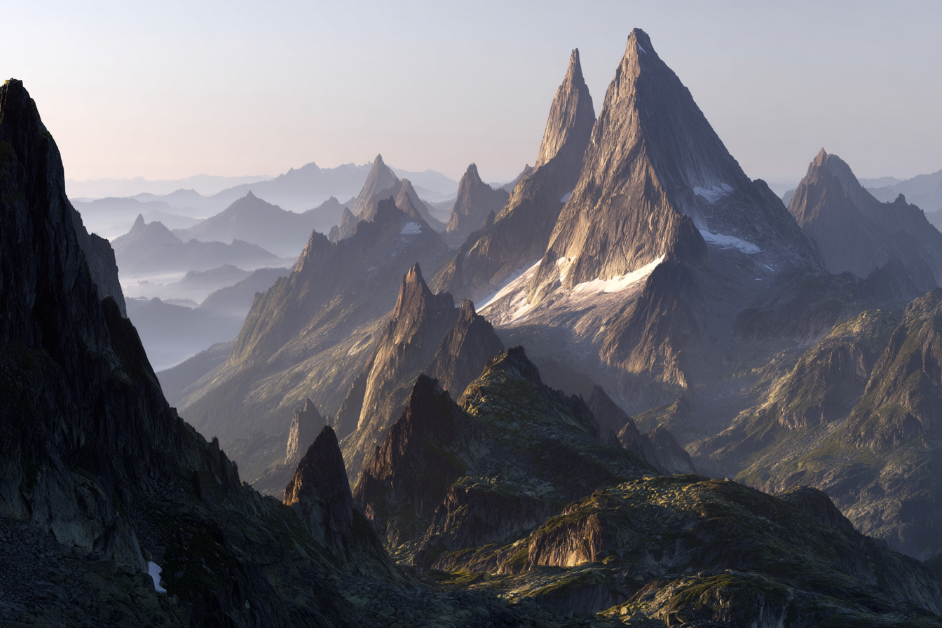Berge Und Panoramen Atemberaubende Landlandschaft Mit Bergen Und Nebel | Berge und Panoramen | Landschaften