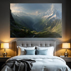 Berge Und Panoramen Atemberaubende Landschaft Rugged Mountains Lush Green Valley Winding River