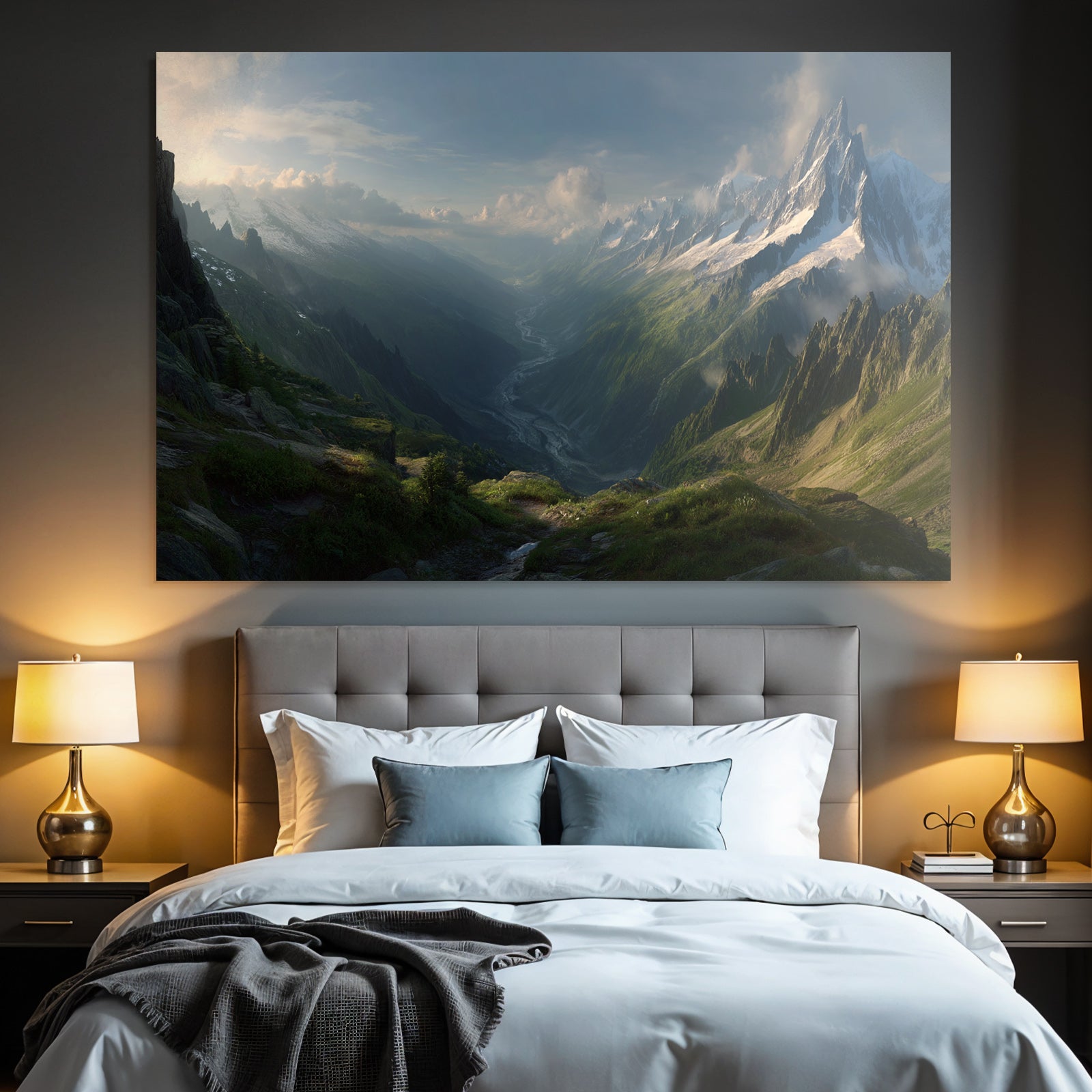 Berge Und Panoramen Atemberaubende Landschaft Rugged Mountains Lush Green Valley Winding River