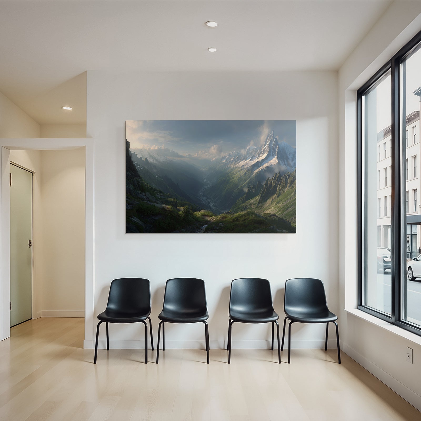 Berge Und Panoramen Atemberaubende Landschaft Rugged Mountains Lush Green Valley Winding River
