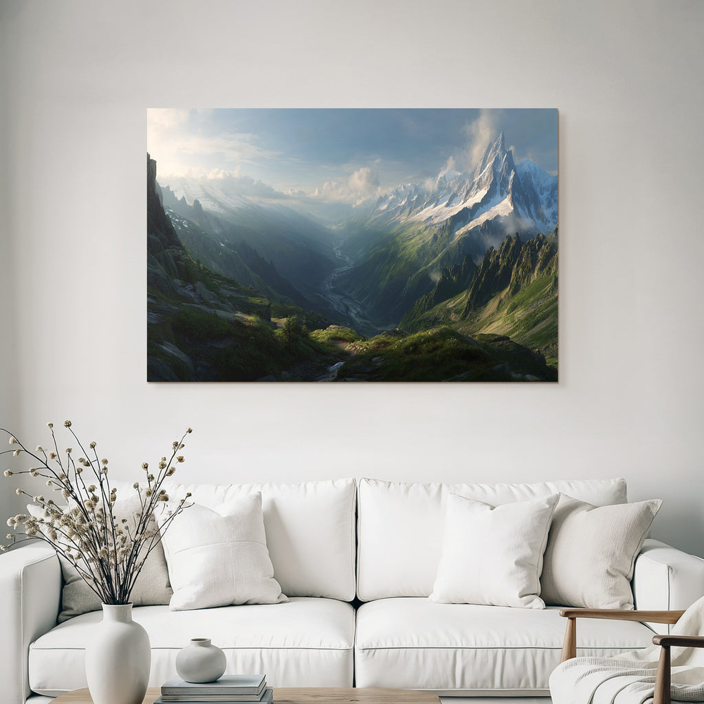 Berge Und Panoramen Atemberaubende Landschaft Rugged Mountains Lush Green Valley Winding River