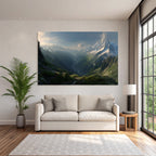 Berge Und Panoramen Atemberaubende Landschaft Rugged Mountains Lush Green Valley Winding River