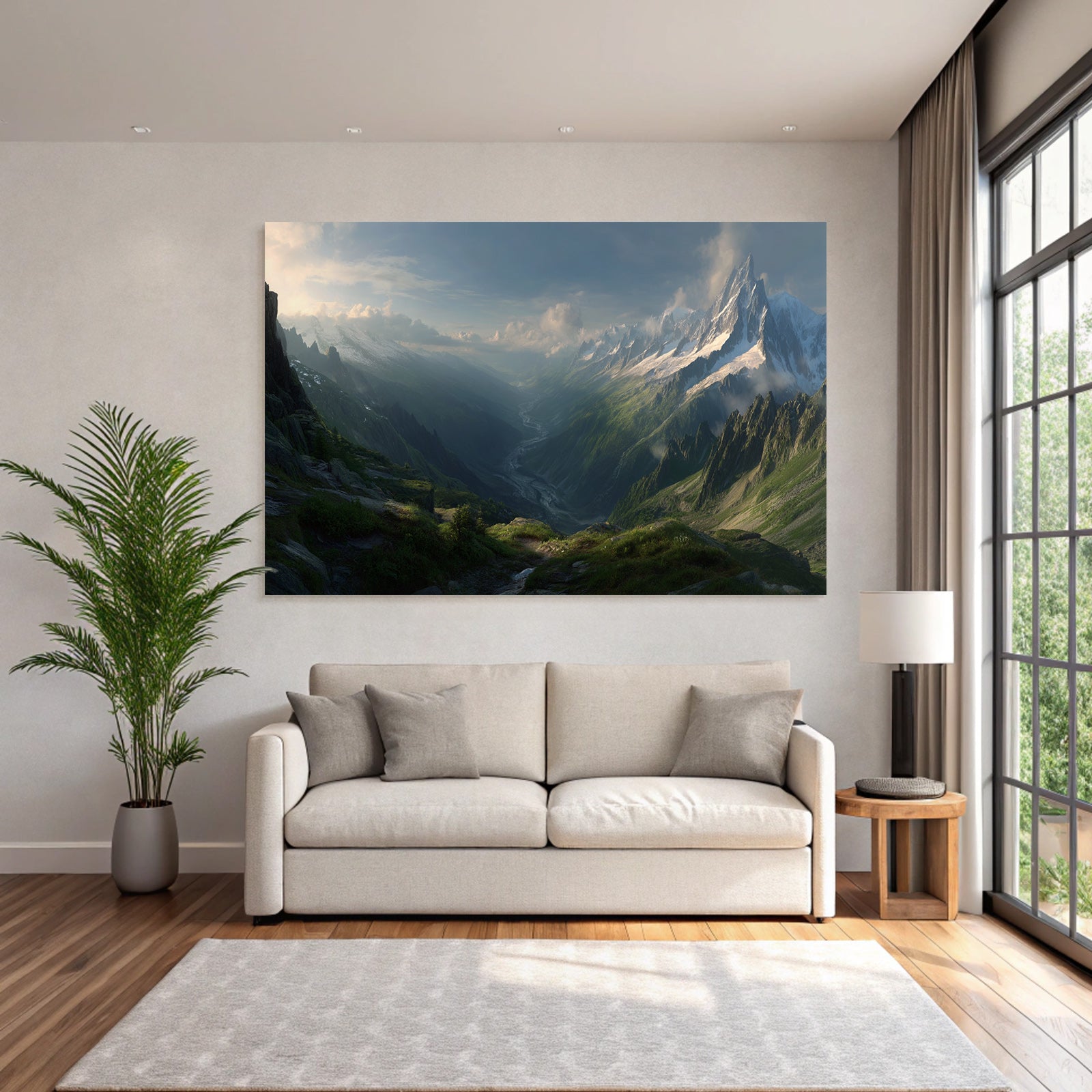 Berge Und Panoramen Atemberaubende Landschaft Rugged Mountains Lush Green Valley Winding River