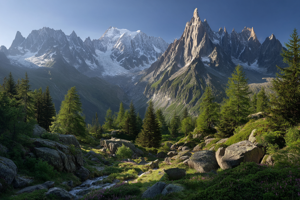 Berge Und Panoramen Bergbild Mit Schneebedeckten Gipfeln Und Fluss Im Vordergrund | Berge und Panoramen | Landschaften