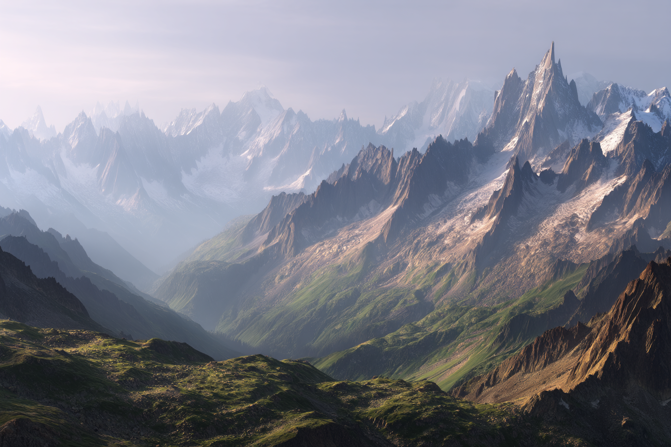 Berge Und Panoramen Bergblick Mit Alpenlandschaft Und Grünen Talern | Berge und Panoramen | Landschaften
